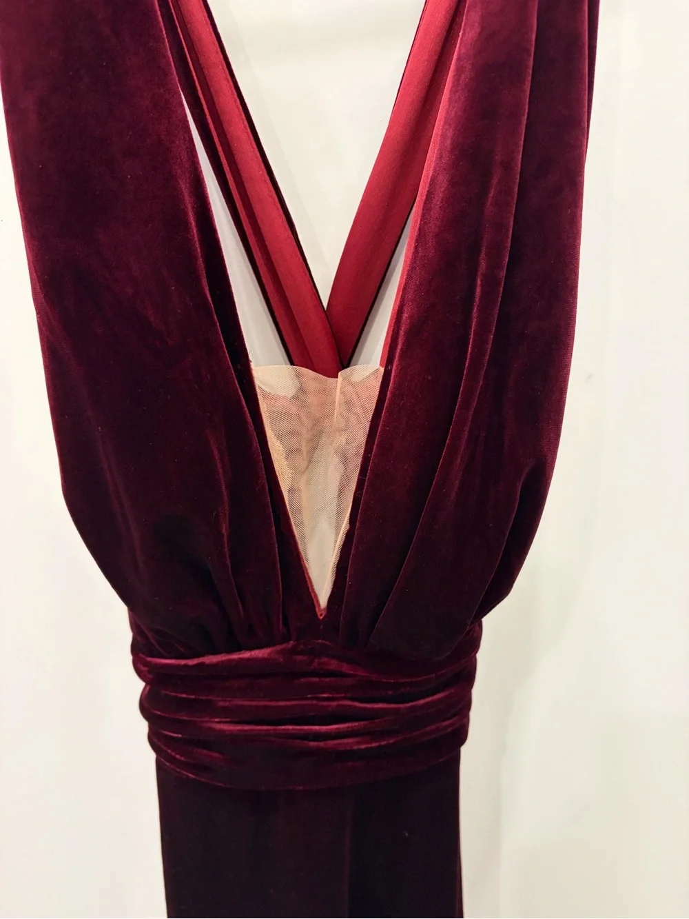 Revelry Burgundy Velvet Plunging V-Neck Maxi Dress - Picture 4 of 5